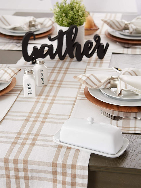 DII Home Sweet Farmhouse Table Top Collection Stylish D©cor for Family Dinners, Dinner Parties, Weddings & Everyday Use, Table Runner, 14 x 108, Stone Plaid