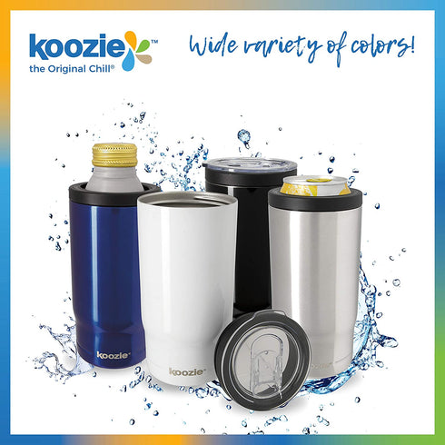KOOZIE® Stainless Steel Triple 3-in-1 Can Cooler, Bottle or Tumbler with Lid for 16 oz Tall Boy Cans, Double Wall Vacuum Insulated for Hot and Cold Drinks | Royal Blue