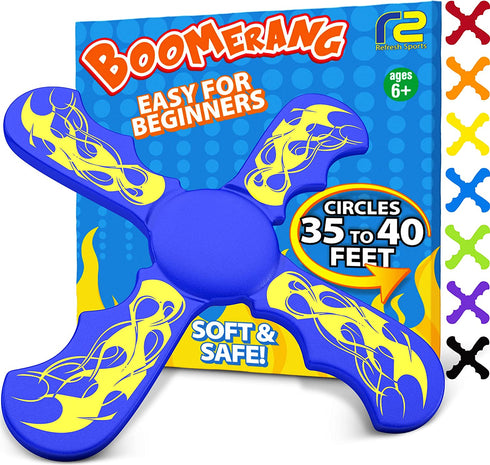 Boomerang Kids Outdoor Frisbee - Best Outside Boys Toys Age 6-8 & All Kids 8-12 - Soft Toy Boomerangs Gifts for Boys 8-12 & Girls All Ages - Fun Backyard Games Flying Disc Game - Gift Ideas for Kids