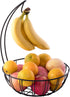 Basicwise Wire Metal Fruit Basket Holder with Banana Hanger, Black, (QI003494)