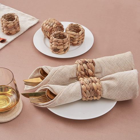 BeiBang Napkin Rings Set of 12, Handmade Woven Napkin Rings, Farmhouse Napkins Rings for Holiday, Wedding, Dining Room, Party, and Table Decoration