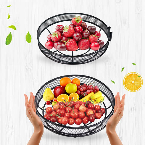 Gbasics Fruit Basket, 2 Tiers Fruit Bowl with Banana Hanger, Detachable Design Kitchen Countertop Organizer for Fruit Vegetable Storage