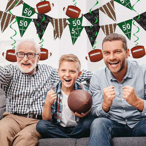 14 PIeces Football Party Supplies 2 Pieces Football Pennant Banner Garland 12 Pieces Football Hanging Swirls Superbowl Decorations Sport Theme Party for Sport Clubs Party Birthday Home Decor