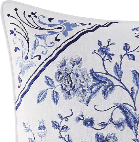 Laura Ashley Home Charlotte Collection Perfect Decorative Throw Pillow, Premium Designer Quality, Decorative Pillow for Bedroom Living Room and Home Décor, 1 Count (Pack of 1), China Blue