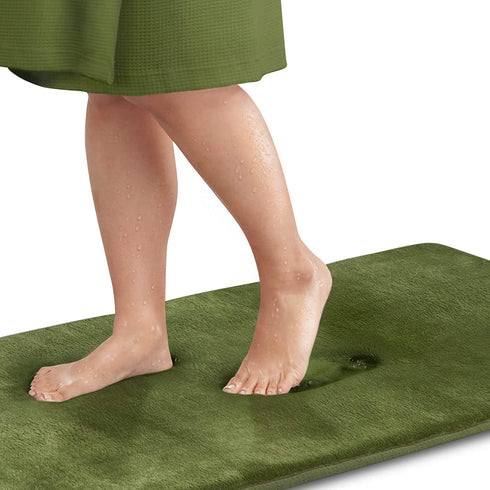 Genteele Bath Mats for Bathroom Non Slip - Green 17" x 24" Memory Foam Bathroom Rugs - Quick Dry Bath Mat