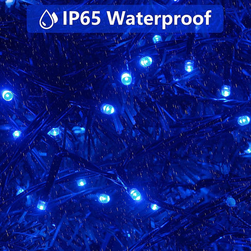 Blue Extra-Long 2-Pack Each 72FT 200 LED Solar String Lights Outdoor, Waterproof Green Wire 8 Lighting Modes Solar Christmas Lights for Garden Patio Tree Party Wedding Decorations (Blue)