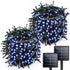 Blue Extra-Long 2-Pack Each 72FT 200 LED Solar String Lights Outdoor, Waterproof Green Wire 8 Lighting Modes Solar Christmas Lights for Garden Patio Tree Party Wedding Decorations (Blue)
