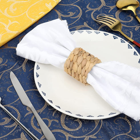 12pcs Round Woven Napkin Ring, Rustic Napkin Ring Holders Handmade by Natural Water Hyacinth, Farmhouse Napkin Rings, Set of 12 Napkin Rings