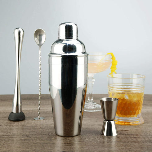 PG Professional Cocktail Shaker - 24 oz Stainless Martini Tin with Built-in Strainer and Measuring Cup - Perfect for Mixing Drinks
