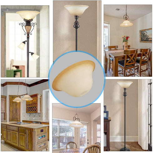 Giluta Floor Lamp Glass Shade Replacement Globe -Fitting Opening 1.625" Elegant Style Small Light Fixture Shade, Height: 4.2 inch, Width: 9.5 inch. Lipless