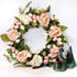 Rose Wreath Floral Wreath Classic Handmade Flowers for Front Door Wall Wedding Party Christmas Home Decor (13"-Pink)