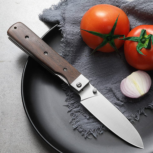 Folding Camping Chef Knife 4.5? Sharp 440A Stainless Steel Blade Japanese Style Pocket Folding Kitchen Knife Outdoor Cooking Knife