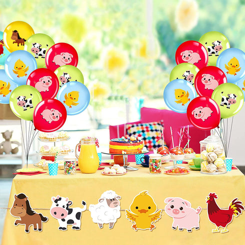 36 Pieces 12 Inch Farm Animal Balloons, Pig Cow Sheep Latex Balloons Tractor Barnyard Animal Farmhouse Party Decoration for Kids Baby Shower Farm Animal Themed Birthday Party Favors Indoor Outdoor