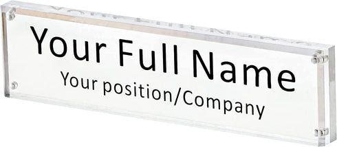 IEEK Acrylic Desk Name Plate for Office,Clear Acrylic Block Nameplate Double Sided Desk Name Plate Holder Business Desk Sign Holder, DIY Your Personalized Name for Desk,2.5x10 Inch