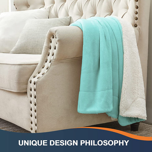 Walensee Sherpa Fleece Blanket (Twin Size 60x80 Light Blue) Plush Throw Fuzzy Super Soft Reversible Microfiber Flannel Blankets for Couch, Bed, Sofa Ultra Luxurious Warm and Cozy for All Seasons