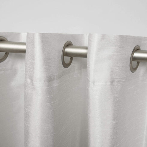 Exclusive Home Curtains Chateau Striped Faux Silk Grommet Top Curtain Panels, 54"x63", Black Pearl, Set of 2