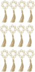AceAcr Napkin Rings Set Wood Bead Garland Boho Napkin Ring Farmhouse Beads Rustic Decor 12 PCS Set