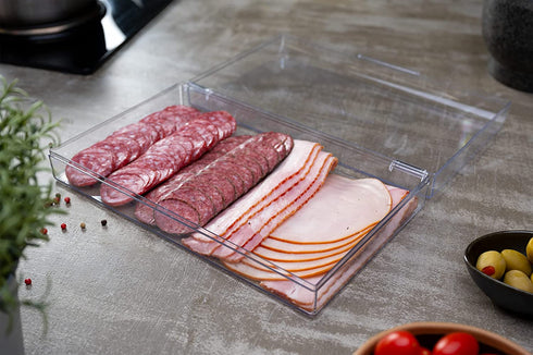 PIKANTY Fridge and Freezer Deli Keeper with Hinged Lid. Great for Meat, Cheese, Bacon, Cold Cuts and more. Made in USA