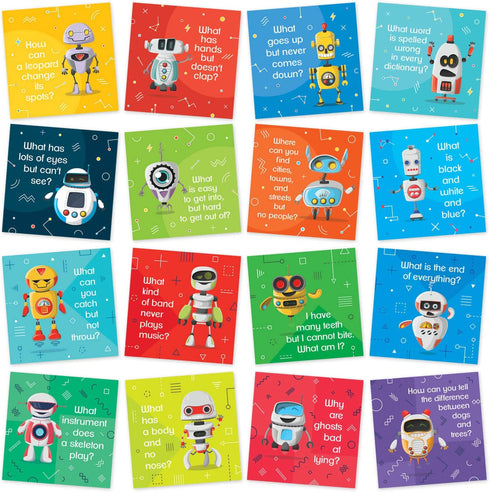 Party Profi Lunch Box Notes for Kids - 60 Fun Robot Riddle Cards for Boys and Girls Lunchbox - Create Memorable Thinking of You Notes