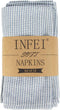INFEI Narrow Striped Linen Cotton Dinner Cloth Napkins - Set of 12 (40 x 40 cm) - for Events & Home Use (Blue)