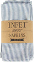 INFEI Narrow Striped Linen Cotton Dinner Cloth Napkins - Set of 12 (40 x 40 cm) - for Events & Home Use (Blue)
