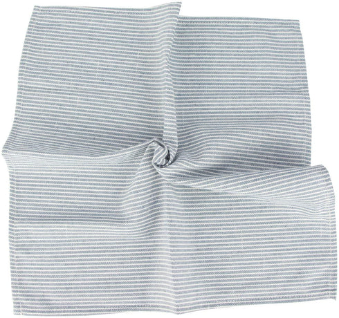 INFEI Narrow Striped Linen Cotton Dinner Cloth Napkins - Set of 12 (40 x 40 cm) - for Events & Home Use (Blue)