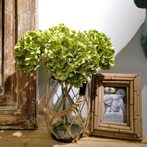 High Details Hydrangea Silk Flowers (About 225 Petals Each Flower), Artificial Hydrangea Flowers, Green Silk Hydrangea Flowers Pack of 4 (Green)