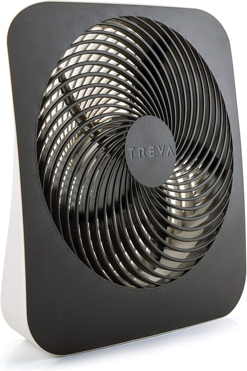 Treva 10-Inch Portable Desktop Battery Fan, Powered by Battery and/or AC Adapter - Air Circulating with 2 Cooling Speeds