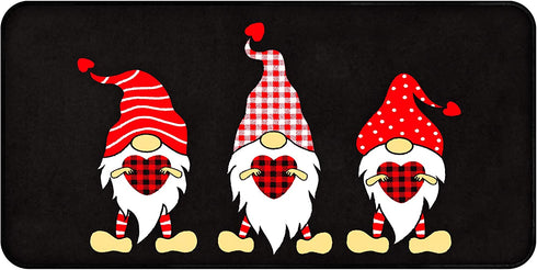 Gnome Kitchen Rug Non Slip Kitchen Floor Mat Cushioned Standing 20 x 39 Inch, Valentines Day Gnomes Rug Runner for Sink Kitchen Decor and Accessories