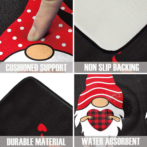 Gnome Kitchen Rug Non Slip Kitchen Floor Mat Cushioned Standing 20 x 39 Inch, Valentines Day Gnomes Rug Runner for Sink Kitchen Decor and Accessories