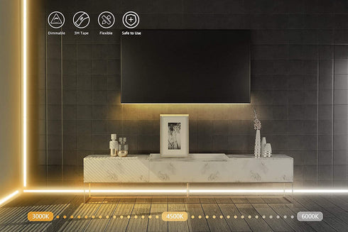 16.4FT Tunable White Strip Light 2700K-6000K Dimmable cuttable 5050LED Chip with IR Remote Daylight, Warm White for Bed Room, Living Room, Kitchen, Under Cabinet, Home