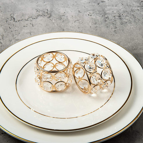 Feyarl Set of 8pcs Crystal Napkin Rings Shinny Table Dinner Napkin Ring Holders for Wedding Centerpieces Family Dinner Christmas Special Festival Decoration (Gold)