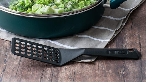 Black Nonstick Slotted Spatula/Turner for Crepes, Brownies, Lasagna