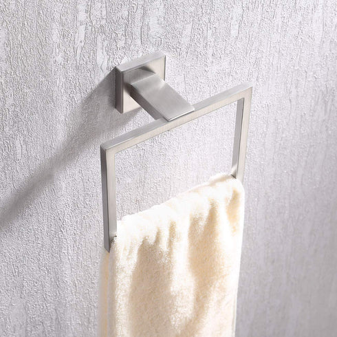 KES Bath Towel Ring Towel Hanger SUS 304 Stainless Steel Bathroom Accessories Contemporary Hotel Square Style Wall Mount, Brushed Finish, A2480-2