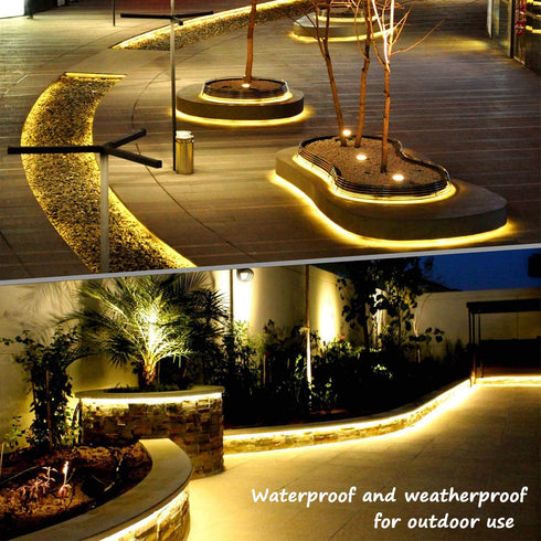 LED Rope Lights, 16ft Warm White Strip Lights, Connectable and Flexible Tape Lights with Fuse Holder, Clear Thick PVC Jacket and High Brightness Advanced LEDs, Waterproof for Indoor Outdoor Use