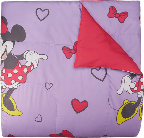 Amazon Basics by Disney Minnie Mouse Purple Love Comforter, Twin