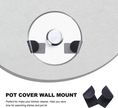 Cabilock 5 Pairs Pot Lid Rack Wall Mounted Adhesive Pan Pot Cover Storage Rack Shelf Chopping Board Holder Drain Rack for Kitchen Home Black