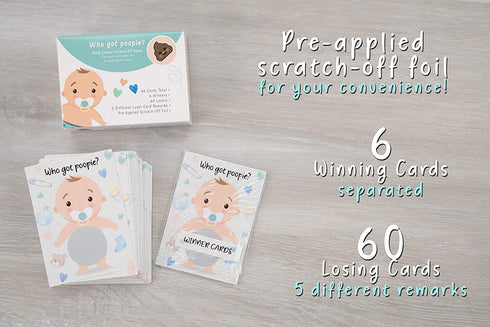 Baby Shower Games 66 Raffle Cards, Party Hearty, Poopie Emoji Scratch Off Lottery Tickets, 6 Winners 5 Different Losers, Gender Neutral, Silly Activity for Ice Breakers, Door Prizes