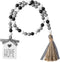 2ooya 40inch Black&White Plaid Wood Bead Garland with Tassel Rustic Farmhouse Tiered Tray Decorations Country Rustic Wall Hanging Decor Natural Wood Bead Decoration for Home Winter Christmas
