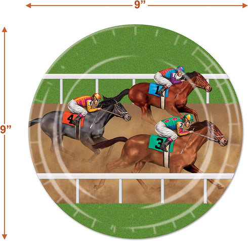 Horse Racing Derby Paper Dinner Plates and Luncheon Napkins (Serves 16)