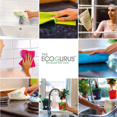Swedish Dish Clothes - Original Made in Sweden by The EcoGurus, (10 x Gray) Swedish Dishcloths for Kitchen, Multi-Surface Swedish Dish Cloths, Cellulose & Cotton Swedish Dishtowels, No Odor