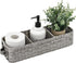 Toilet Paper Storage Basket, Natural Woven Seagrass Wicker Bathroom Storage Basket Bin Toilet Paper Holder with Leather Handle, Toilet Tank Top Decorative Box for Bathroom, Living Room, Entryway