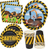 Construction Party Supplies Tableware Set 24 9" Paper Plates 24 7" Plate 24 9 Oz. Cup 50 Lunch Napkins for Builder Digger Truck Bulldozer Vehicle Construction Zone Site Baby Shower Birthday Decoration