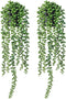 FUNARTY 2pcs Fake Hanging Plants, Artificial Succulent Plants String of Pearls with Planter, Faux Plants for Wall Home Garden Decor