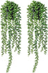 FUNARTY 2pcs Fake Hanging Plants, Artificial Succulent Plants String of Pearls with Planter, Faux Plants for Wall Home Garden Decor