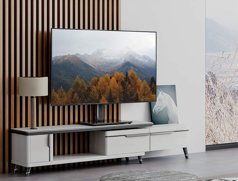 FITUEYES Swivel Universal TV Stand Table Top TV Base for 27 to 55 Inch LCD LED Flat Screen TV Height Adjustable Television Stands with Black Tempered Glass Base VESA 400x400mm Holds Up to 88 Pounds