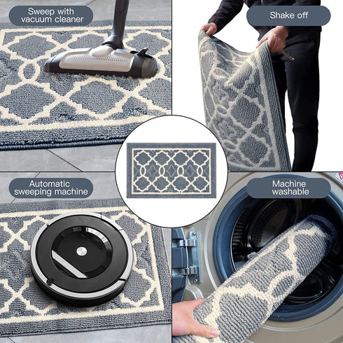 Ymonlia Indoor Door Mat,32" x20Front/Back/Outdoor Mat Rubber Backing,Non-Slip Absorbent Entryway Resist Dirt Rug,Machine Washable Floor Doormats for Home,Entrance,Kitchen