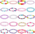 20 Pieces Girl Beaded Bracelets Cute Rainbow Bead Bracelets Colorful Bracelets Princess Bracelets Stretchy Bead Bracelets for Prince Birthday Present (Elegant Style)