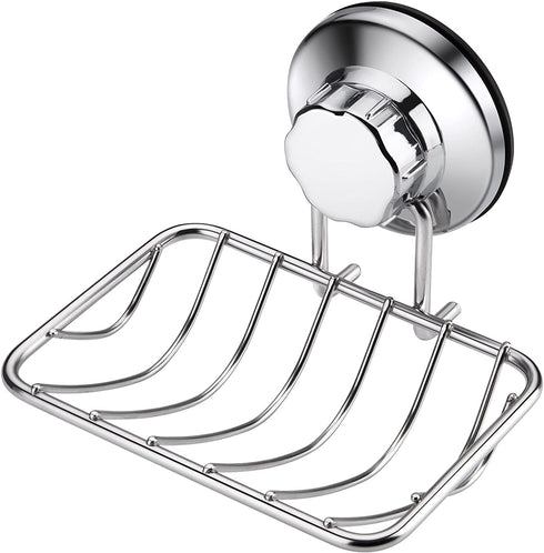iPEGTOP Super Powerful Vacuum Suction Cup Shower Soap Dish - Strong Rustproof Stainless Steel Soap Saver Sponge Holder for Bathroom & Kitchen Sink, 2 Pack