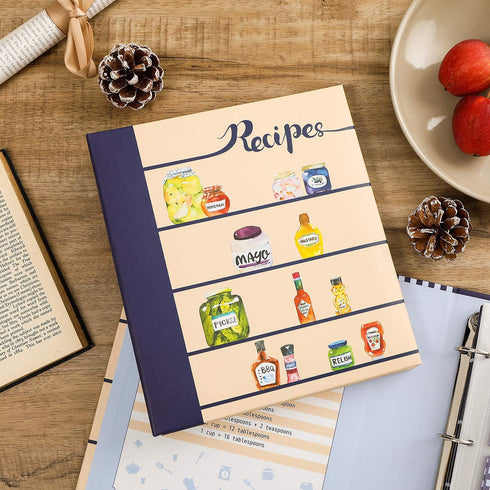 COFICE Recipe Book Binder 8.5x9.5 Recipe Ring Binder, 4x6 Cards and Tabbed Dividers, Seasoning Design